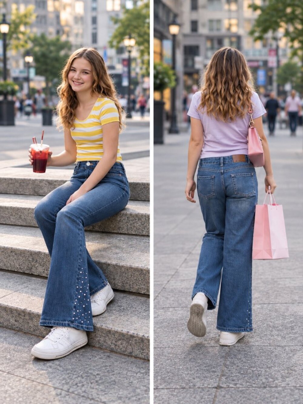 NWT Wallflower Girl Hailey Studded Flare Jeans Girls Size 10